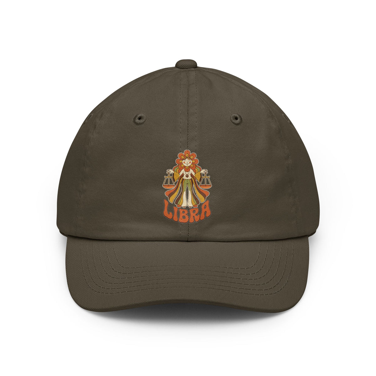 Color: Olive | Retro Mascot Groovy Libra Dad Hat