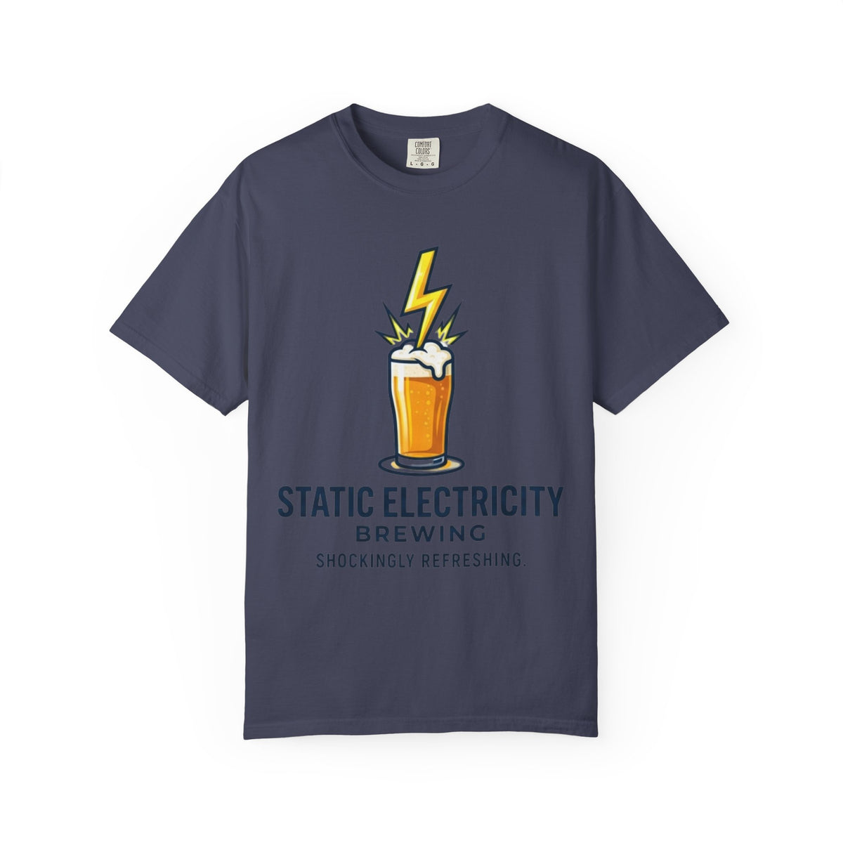Color: Denim | Static Electricity Brewing Unisex Garment-Dyed Tee