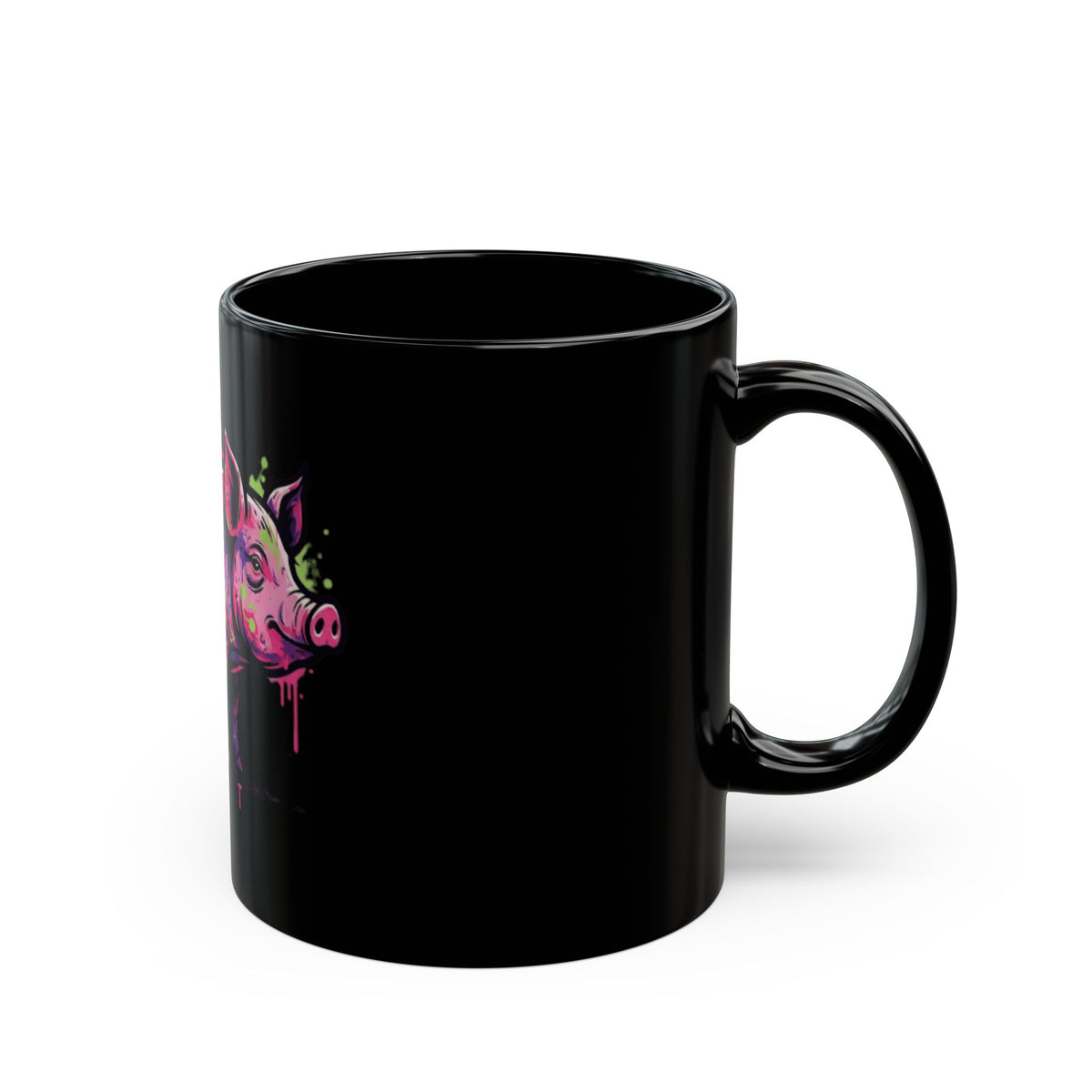 "Barnyard Pig" Black Ceramic Mug