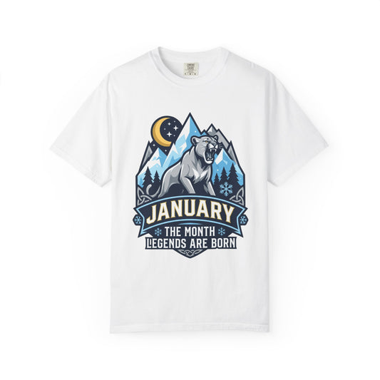 Color: White | January Legend Unisex Garment-Dyed Tee