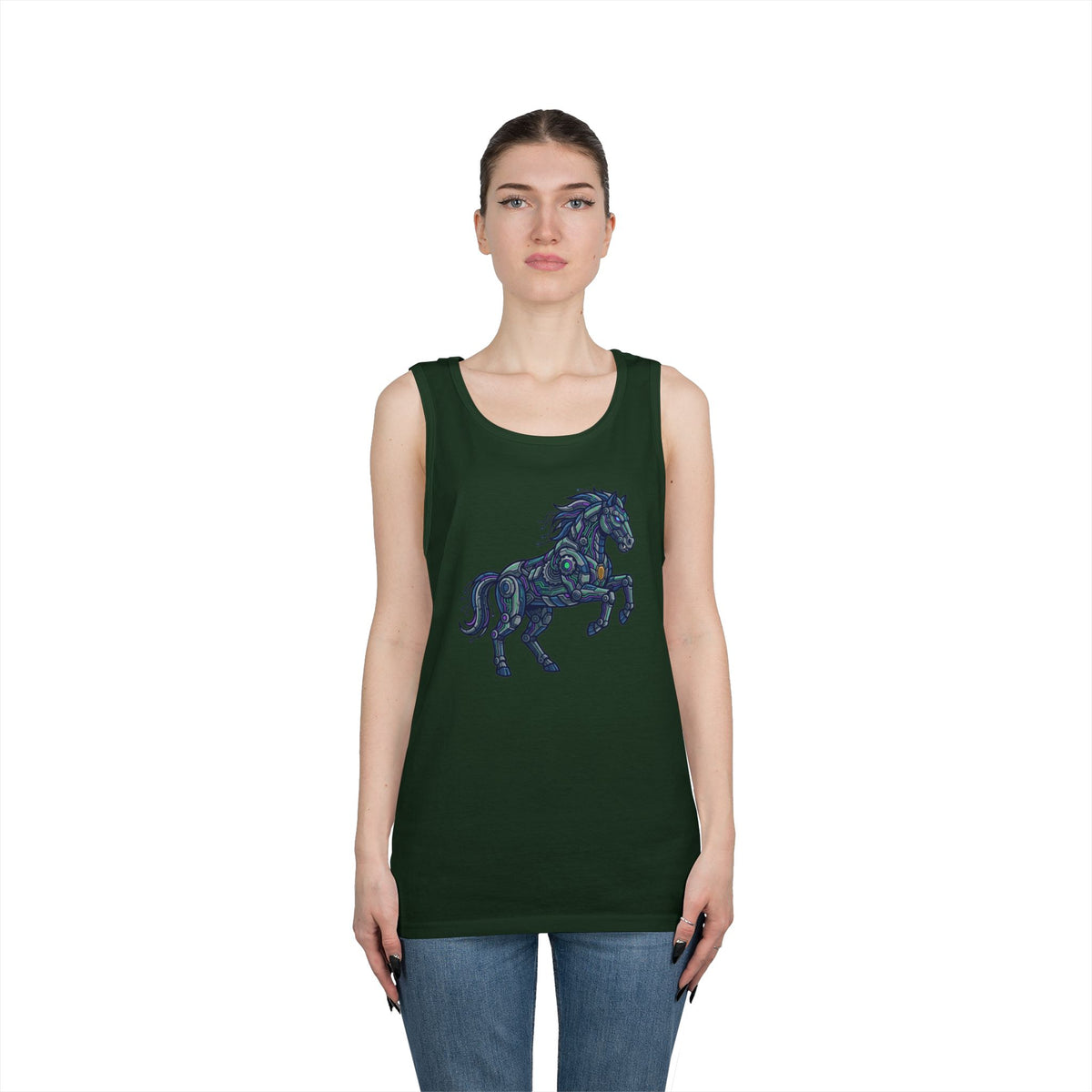 Color: Forest Green | Cyber Mustang Tank Top