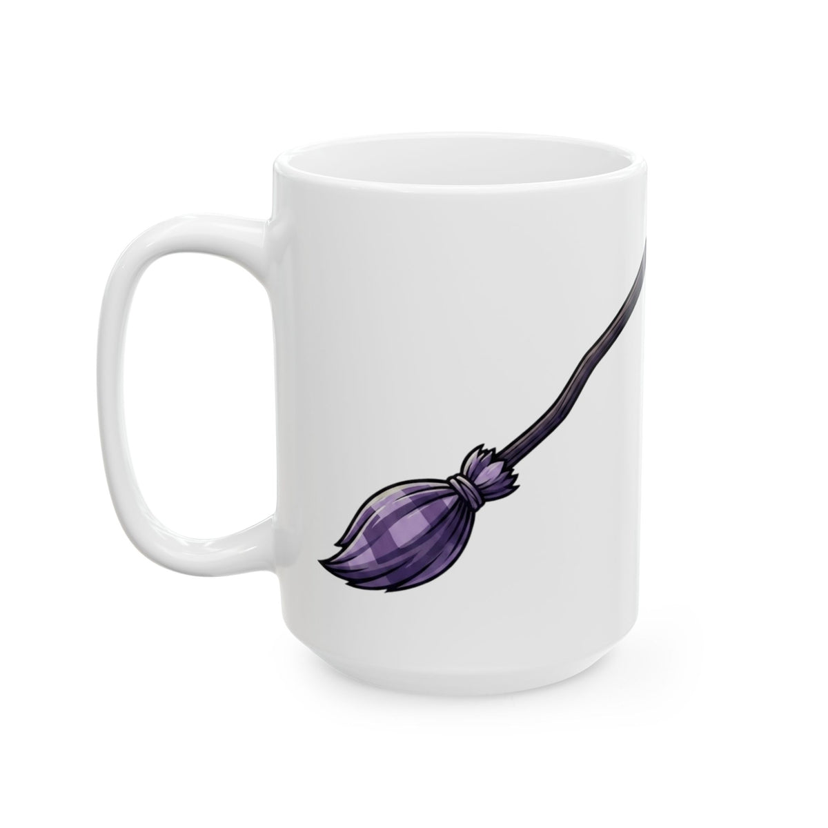 "Wanna See My Broomstick" White Ceramic Mug — Graphic