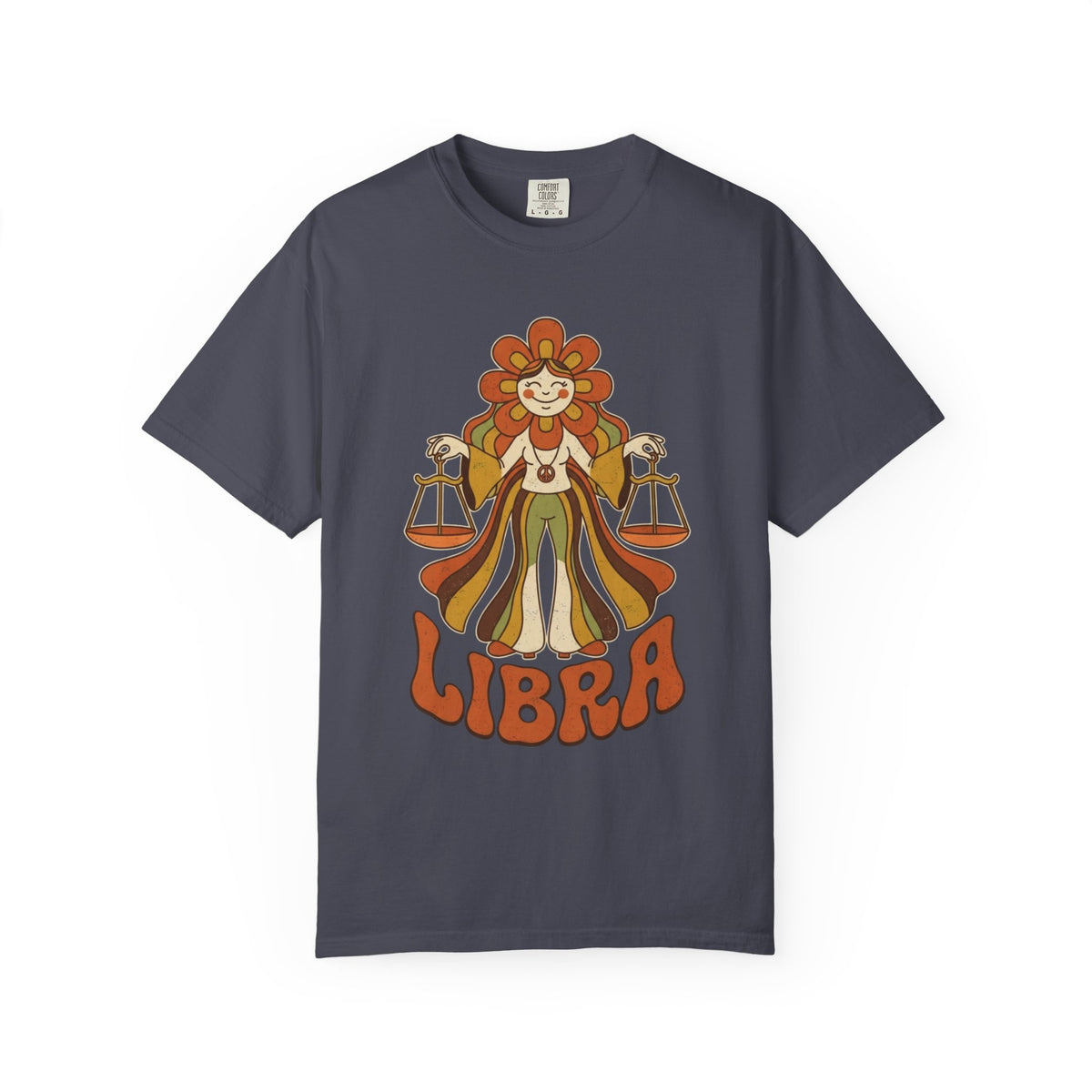 "Retro Mascot Groovy Libra" Unisex Garment-Dyed Tee