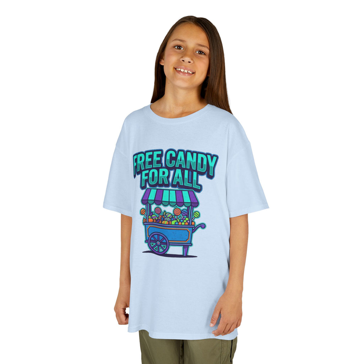 Color: Light Blue | Free Candy For All Kids Tee