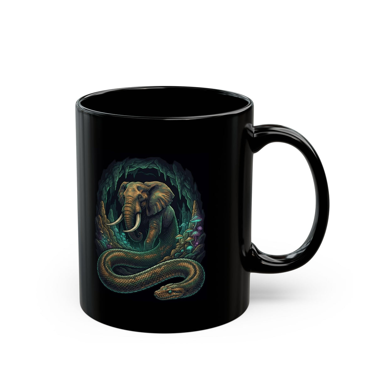 "Grootslang (South African Mythology)" Black Ceramic Mug