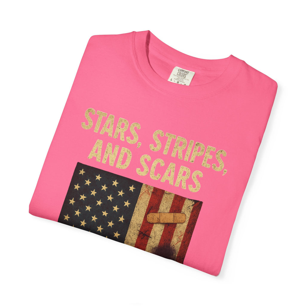 "STARS, STRIPES, AND SCARS" Unisex Garment-Dyed T-shirt