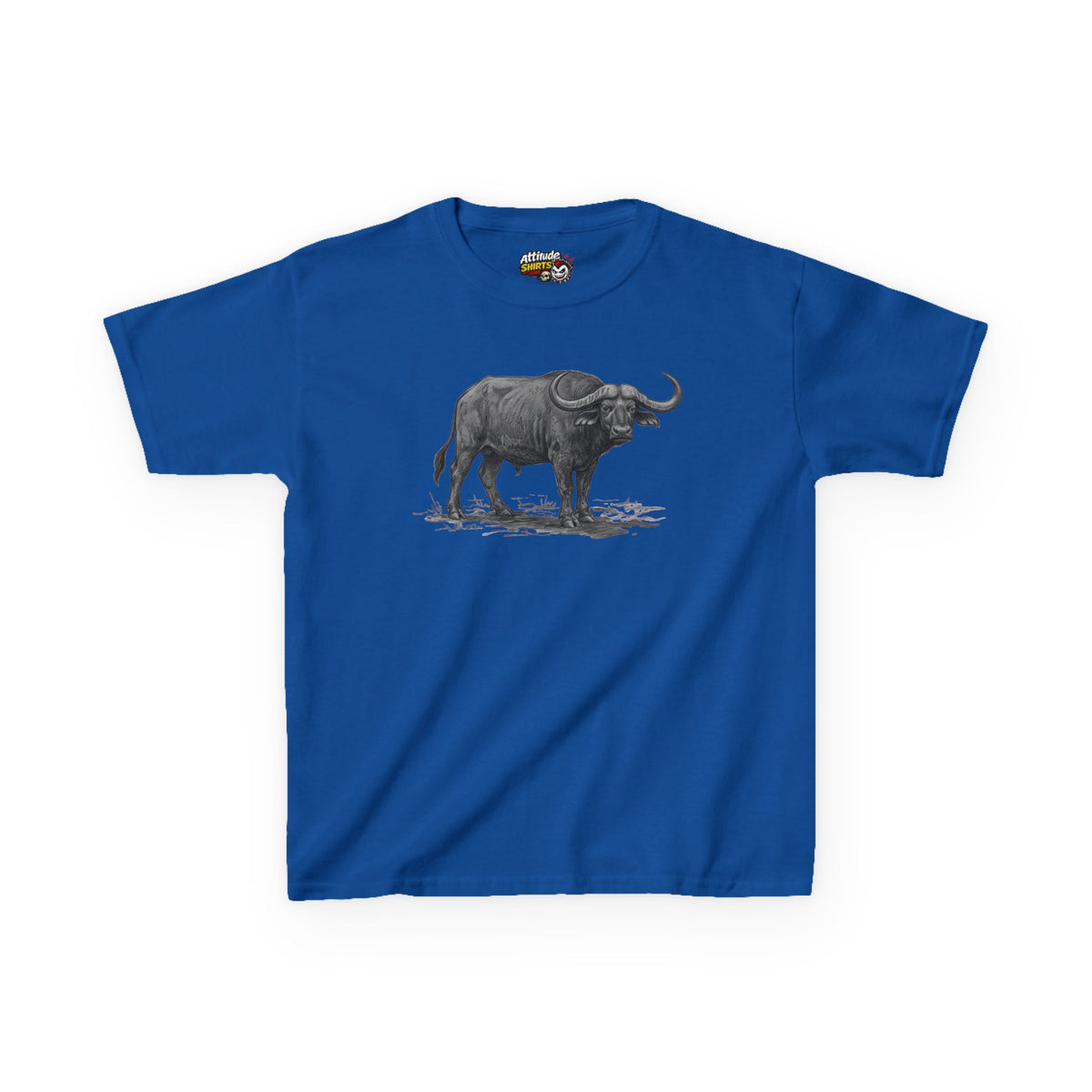 "Pencil Sketch Art Cape Buffalo" Kids Tee