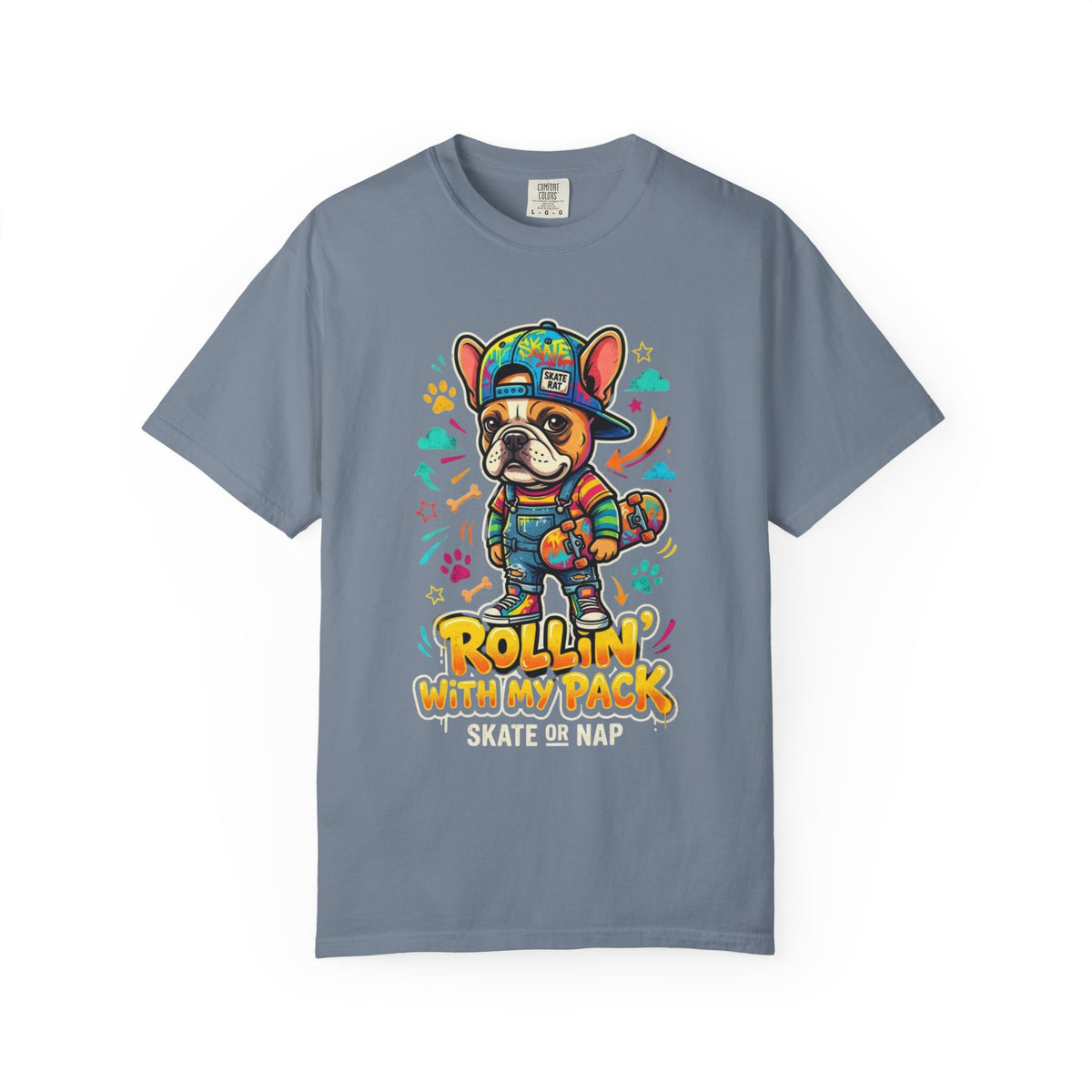 Color: Blue Jean | Rollin With My Pack Unisex Garment-Dyed Tee