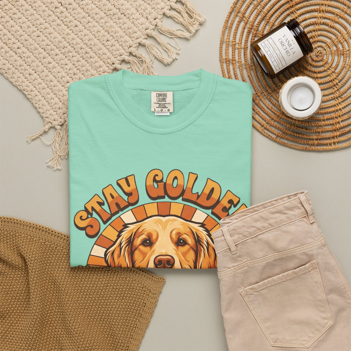 "Stay Golden & Bark On" Unisex Garment-Dyed Tee