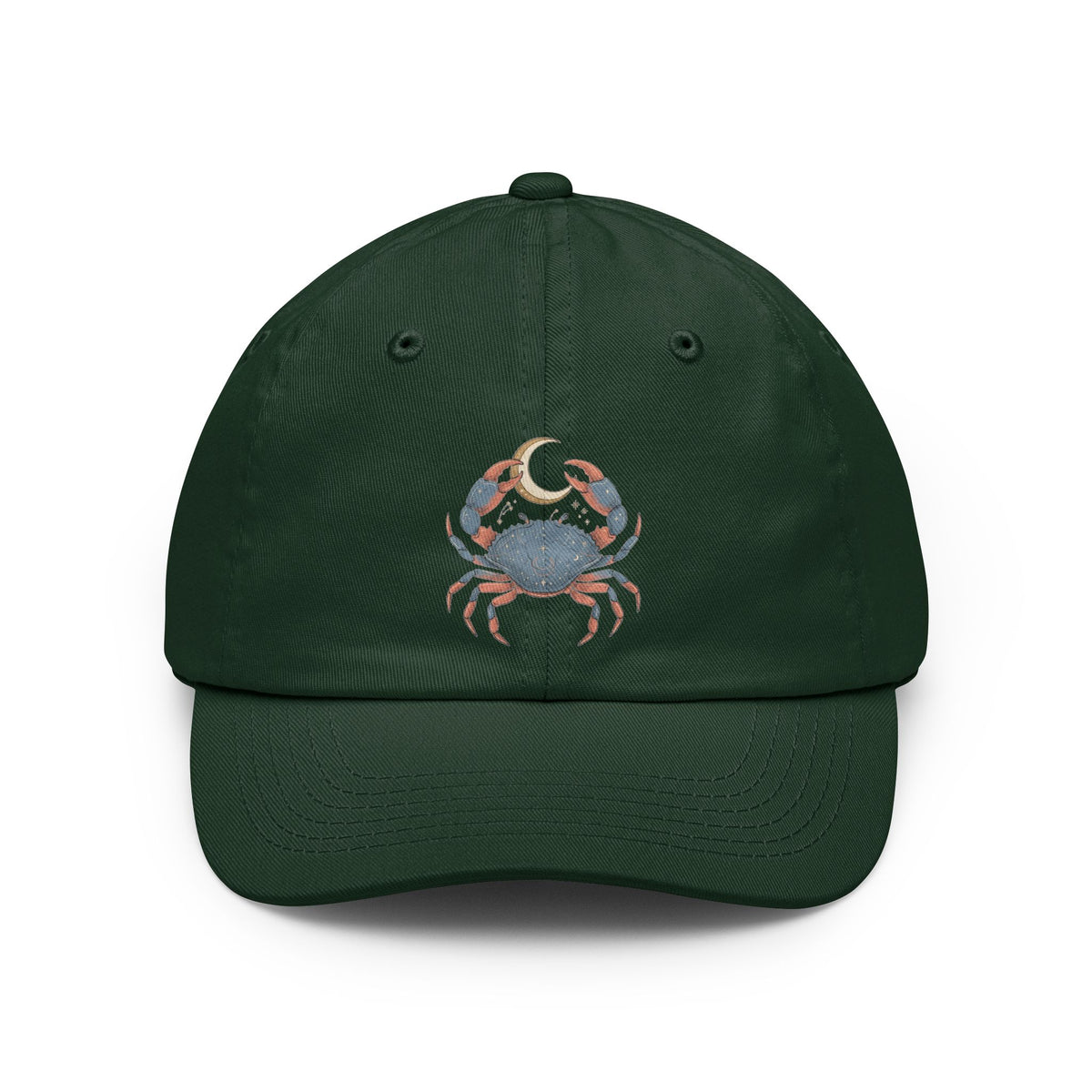 Color: Forest Green | Cancer The Moon Child Crab Dad Hat