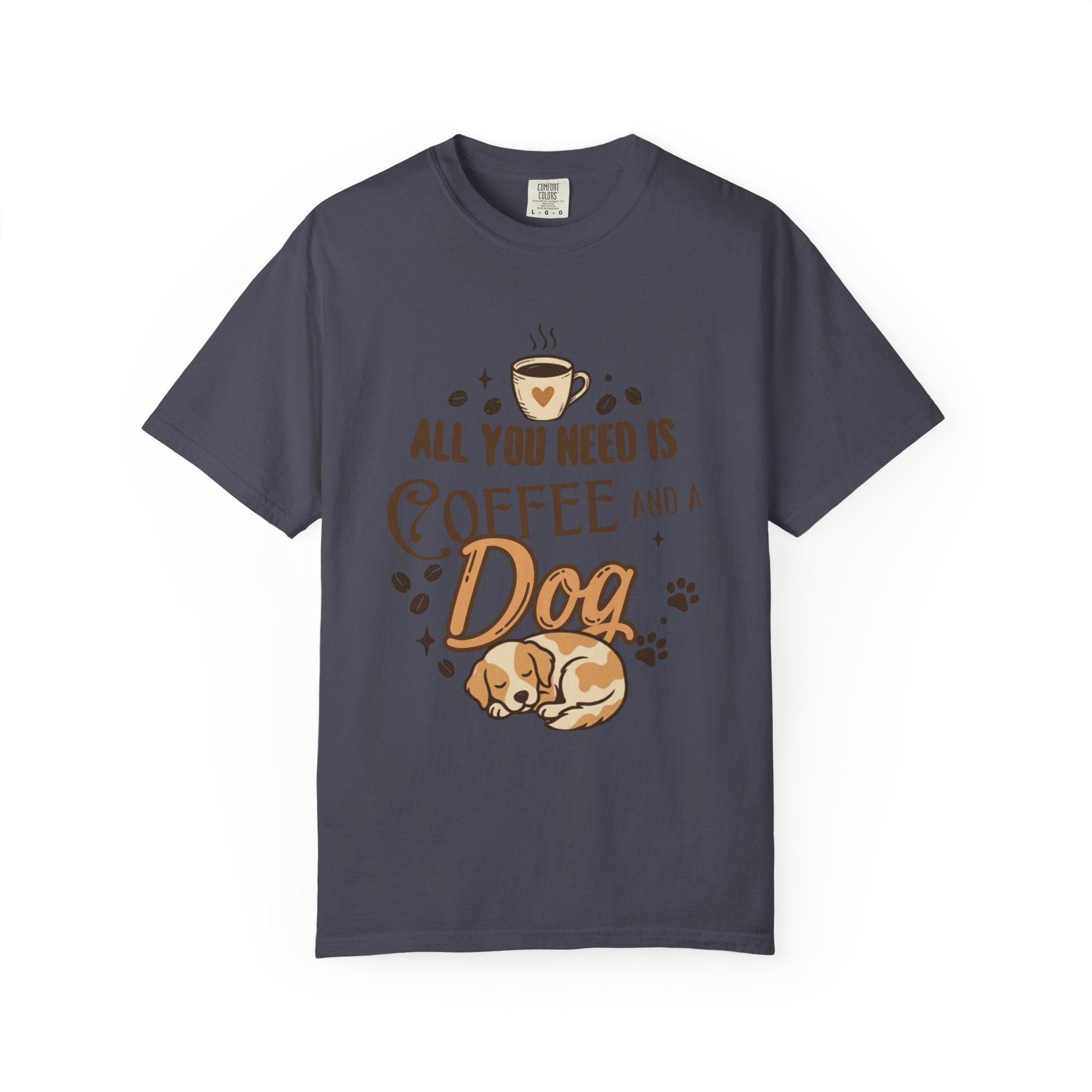 "Coffee and a Dog" Unisex Garment-Dyed Tee