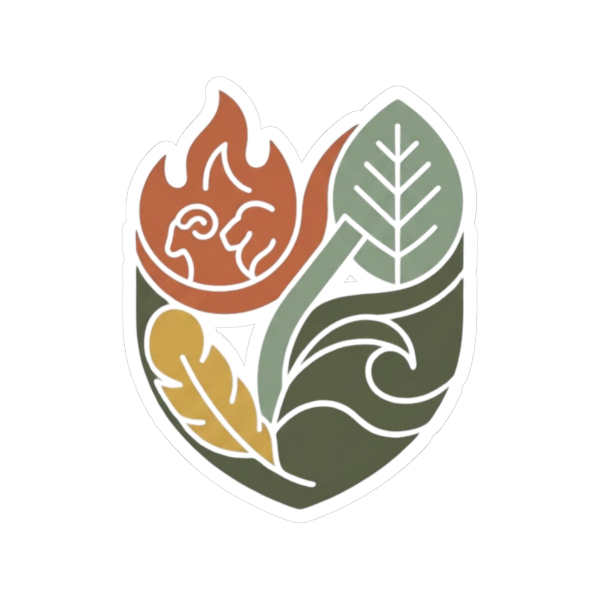 "Four Elements- Fire, Earth, Air, Water" Sticker