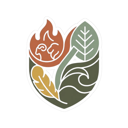 "Four Elements- Fire, Earth, Air, Water" Sticker