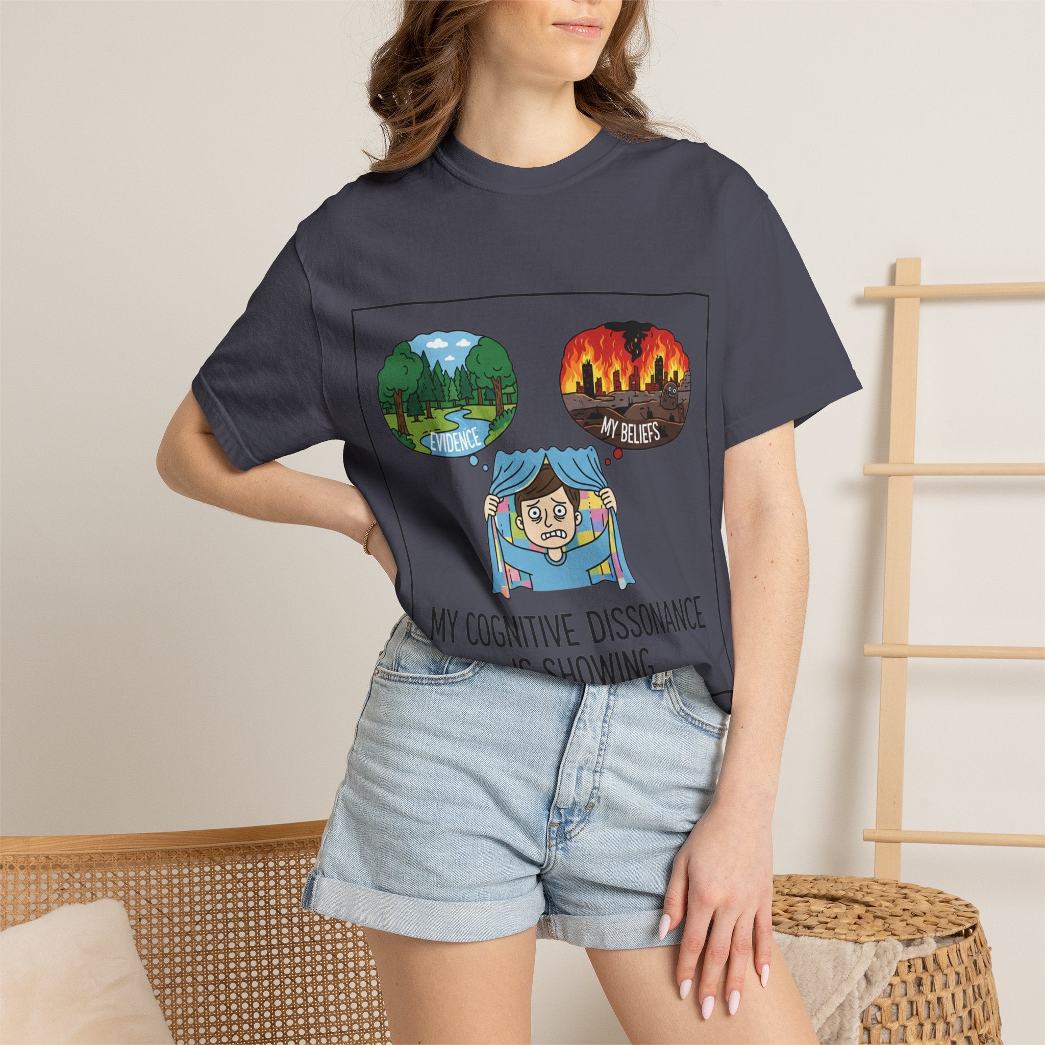 "My Cognitive Dissonance Is Showing" Unisex Garment-Dyed T-shirt