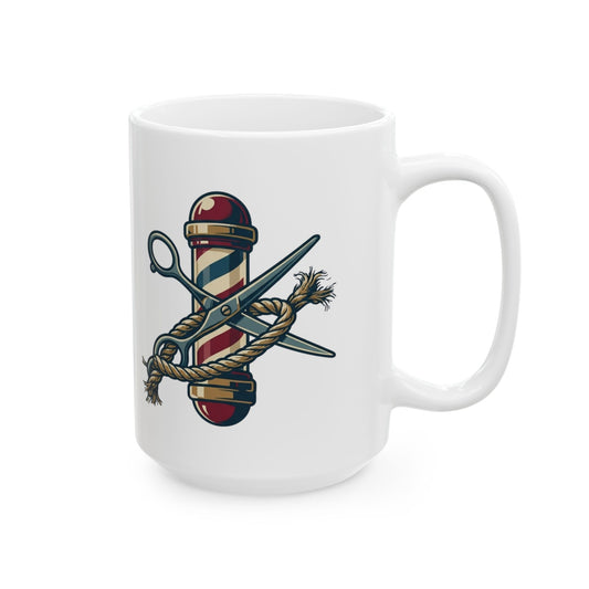 "Good Book Series Delilah's Barber Shop" White Ceramic Mug — Graphic