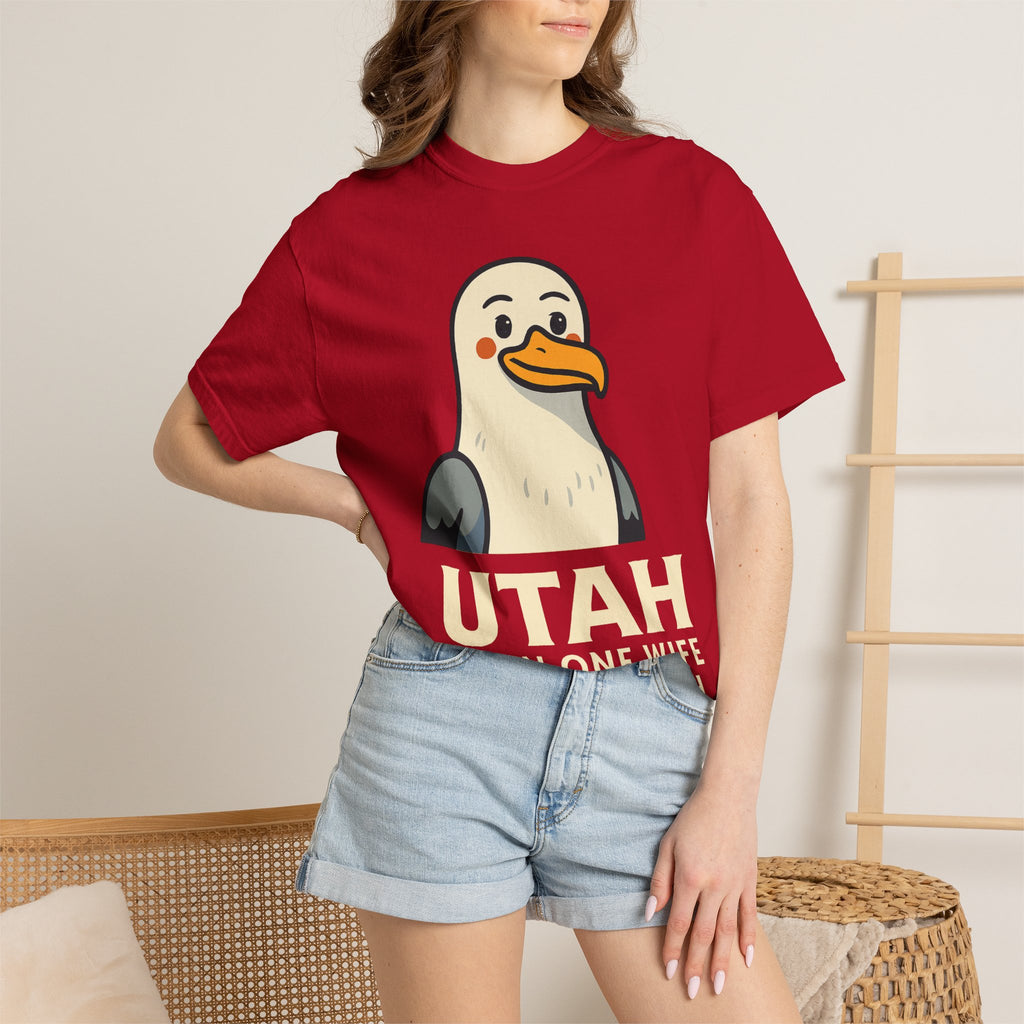 "Utah Seagull - When One Wife Isn't Enough" Unisex Garment-Dyed T-shirt