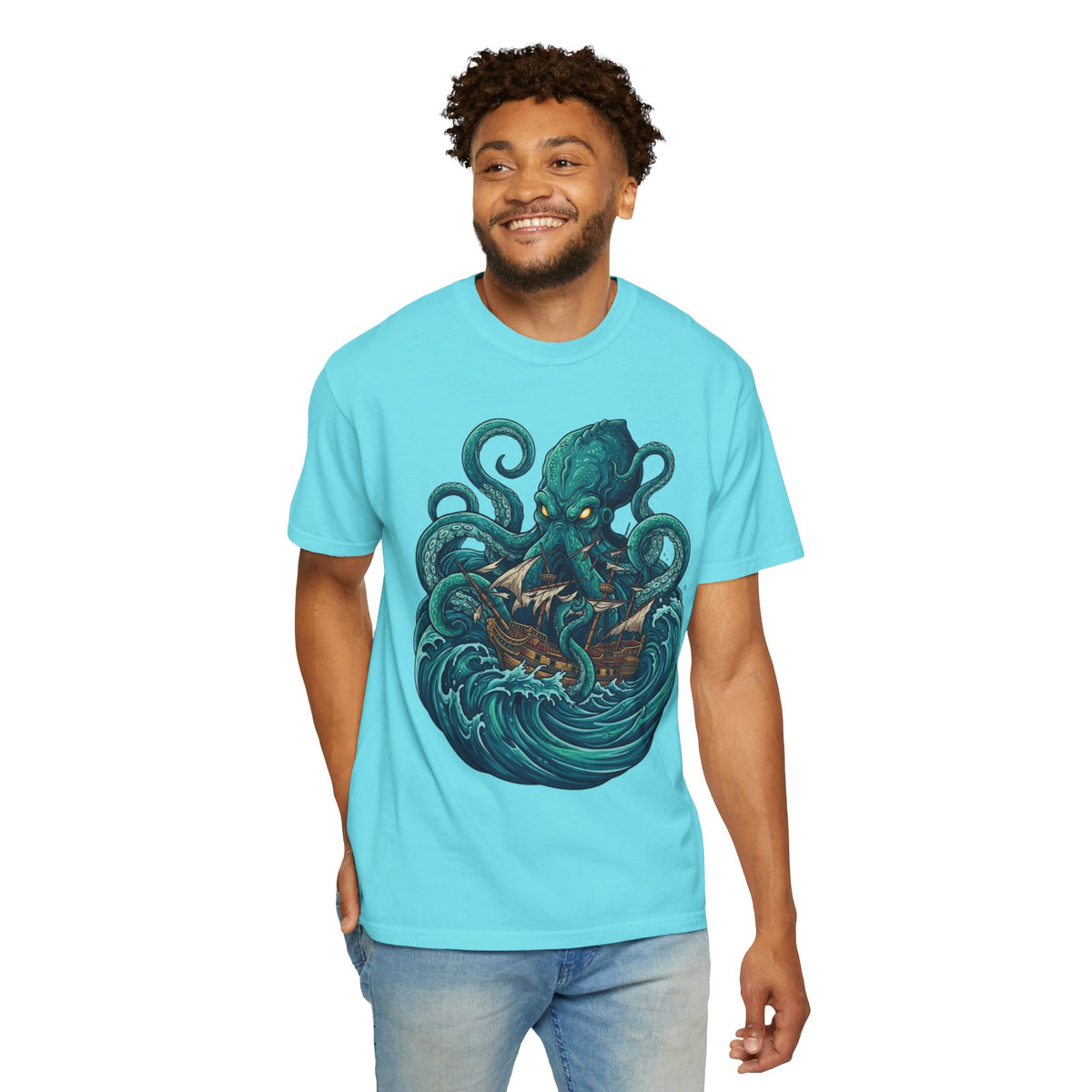 Color: Lagoon Blue | The Kraken (Norse-Global Maritime) Unisex Garment-Dyed Tee