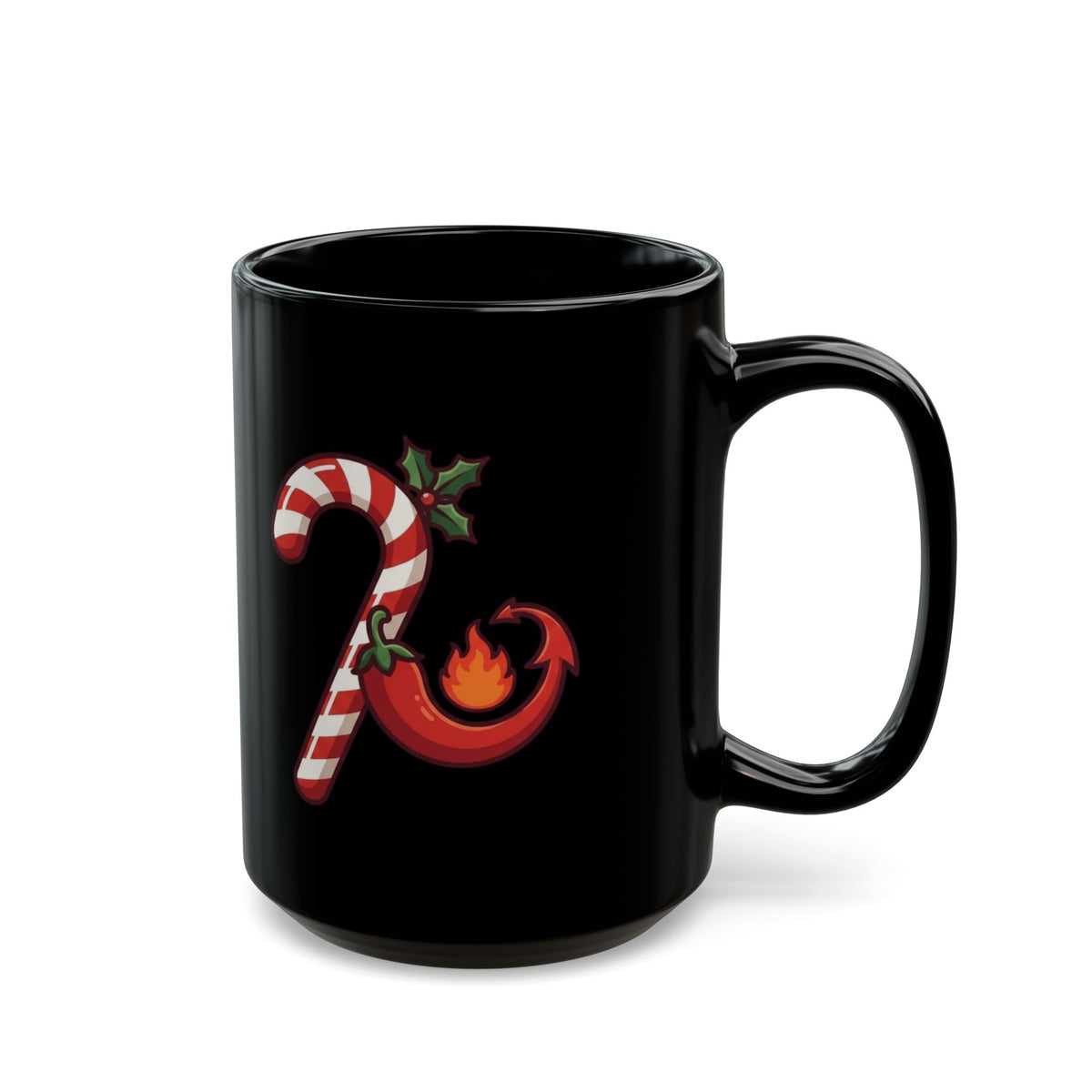 "May Your Days Be Merry and Spicy" Black Ceramic Mug — Graphic