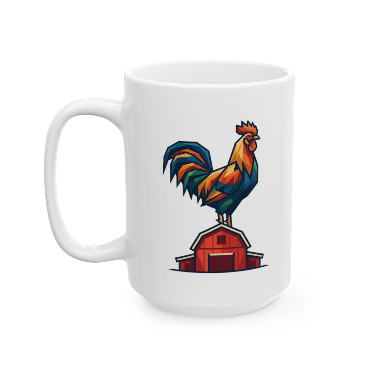 "Barnyard Rooster" White Ceramic Mug
