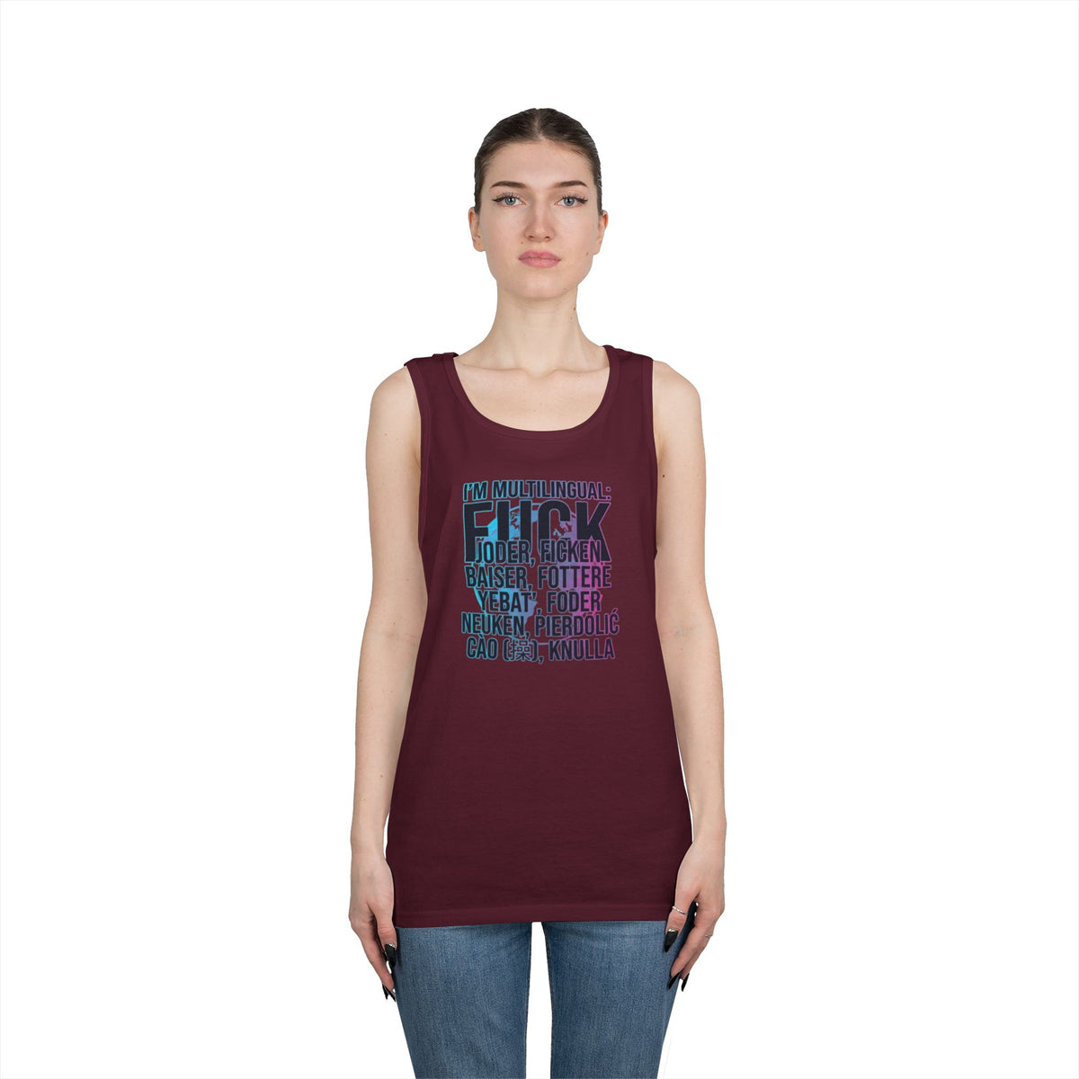 Color: Maroon | I'm Multilingual Tank Top