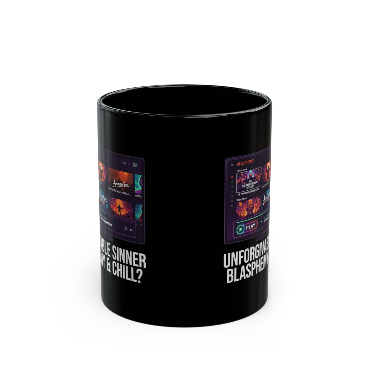 "Good Book Series Blasphemy & Chill" Black Ceramic Mug