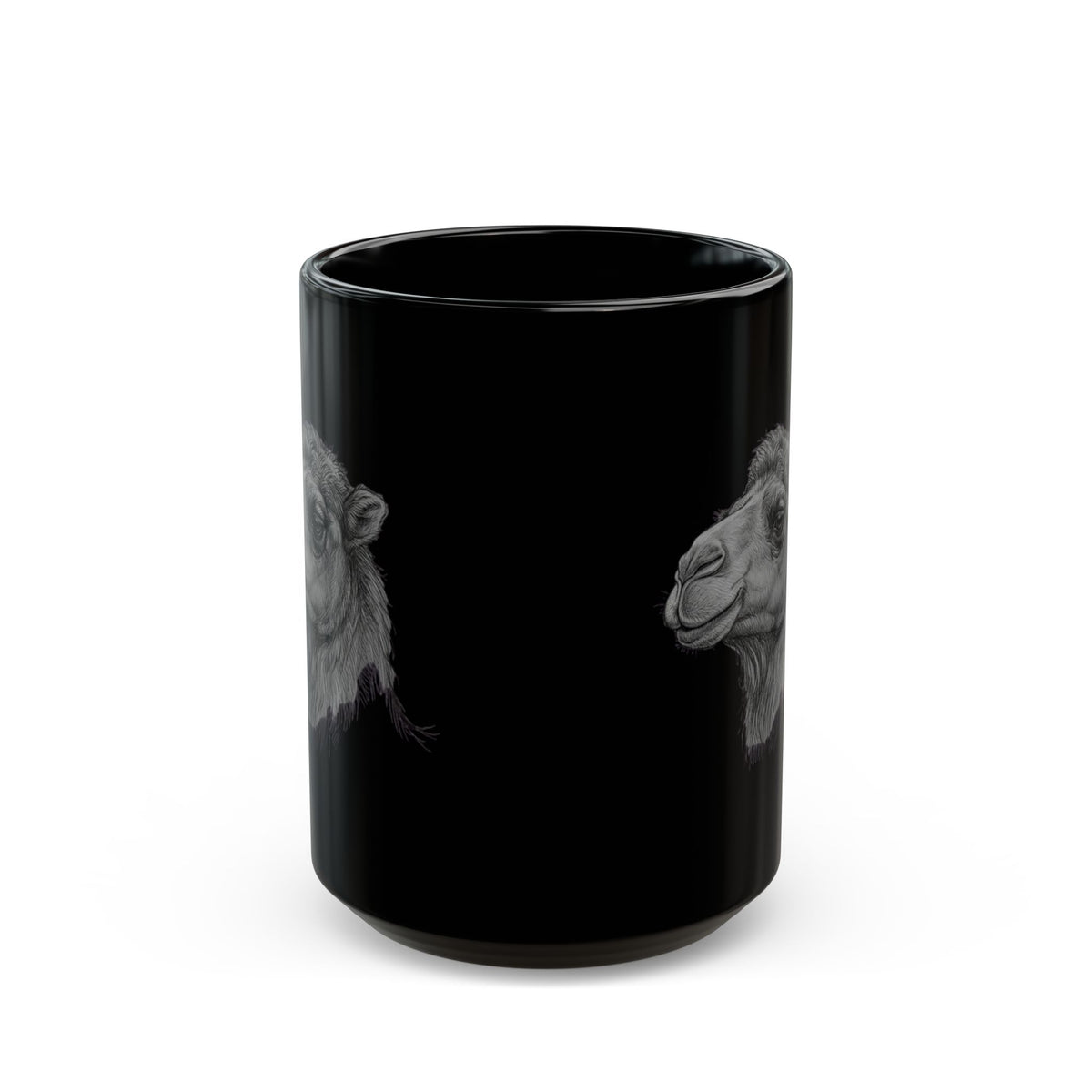 "Pencil Sketch Art Camel" Black Ceramic Mug — Graphic