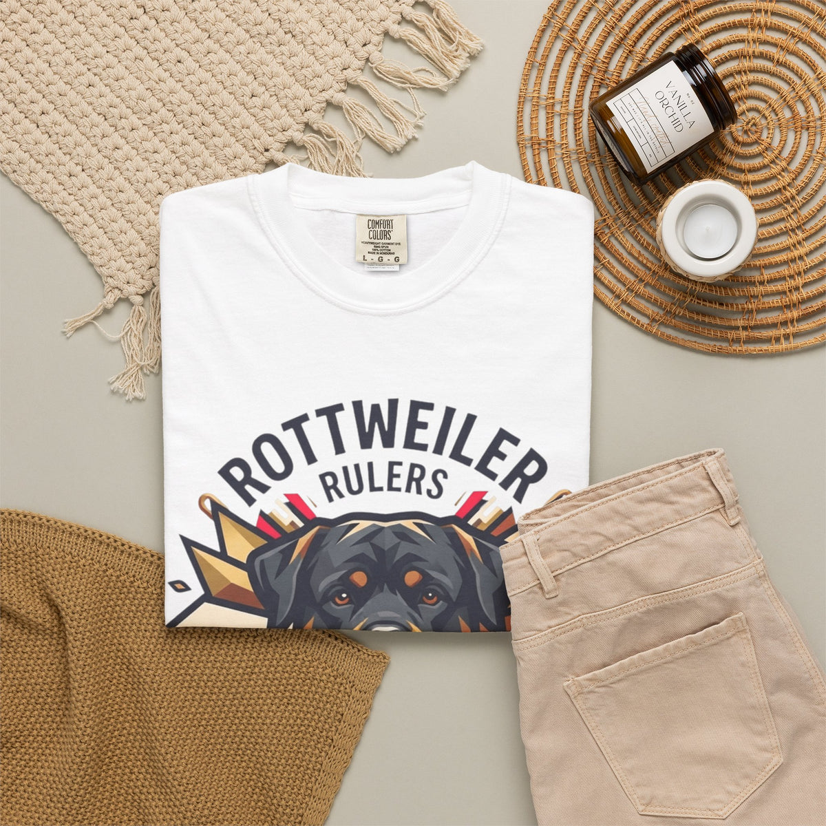 "Rottweiler Rulers Confident Powerful" Unisex Garment-Dyed Tee