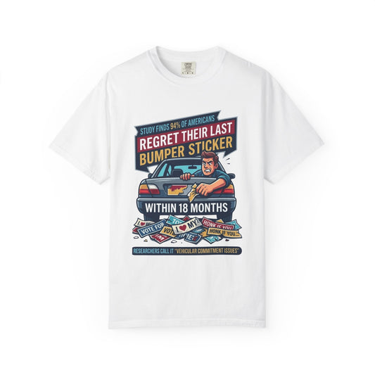 "Bumper Sticker Regret" Unisex Garment-Dyed Tee