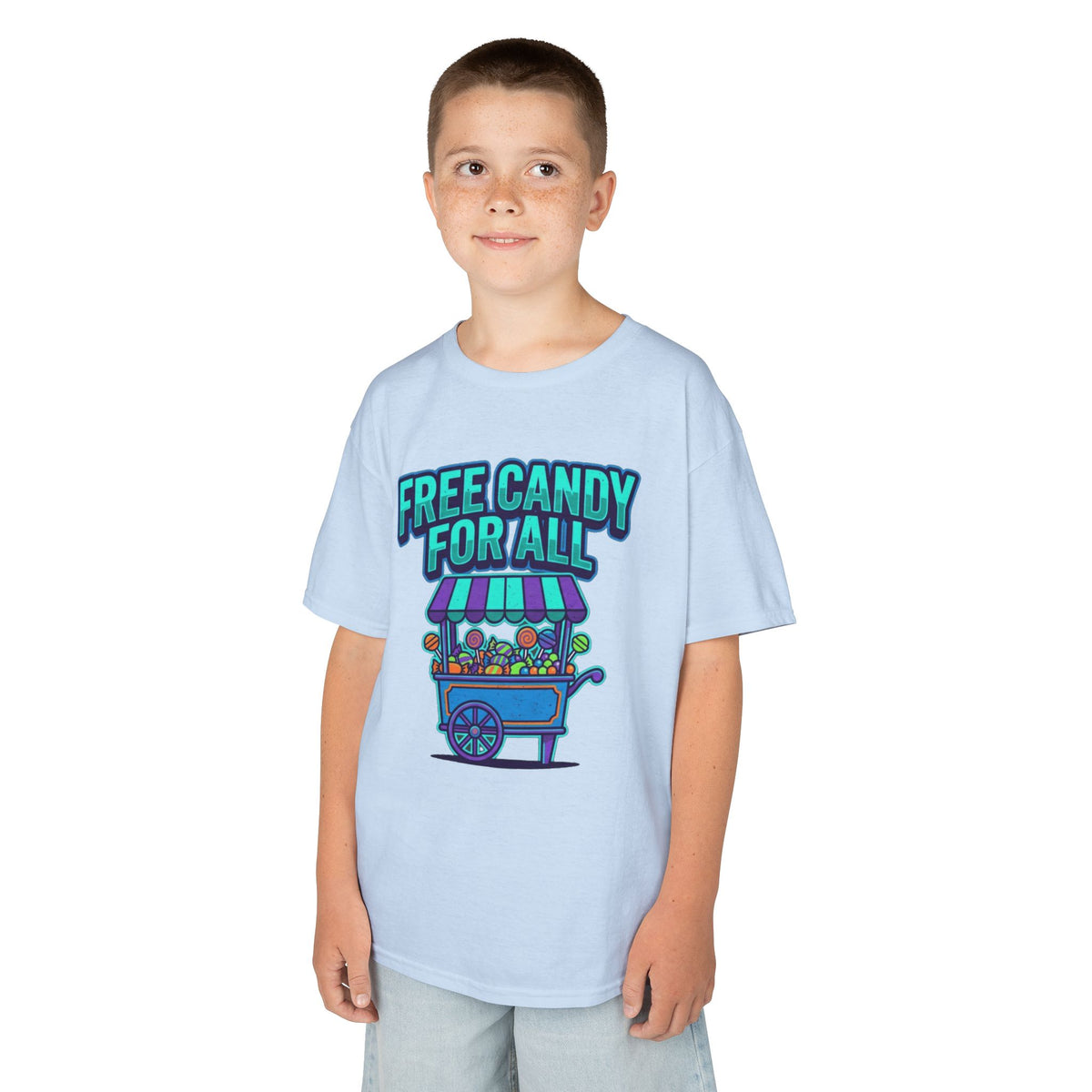 Color: Light Blue | Free Candy For All Kids Tee