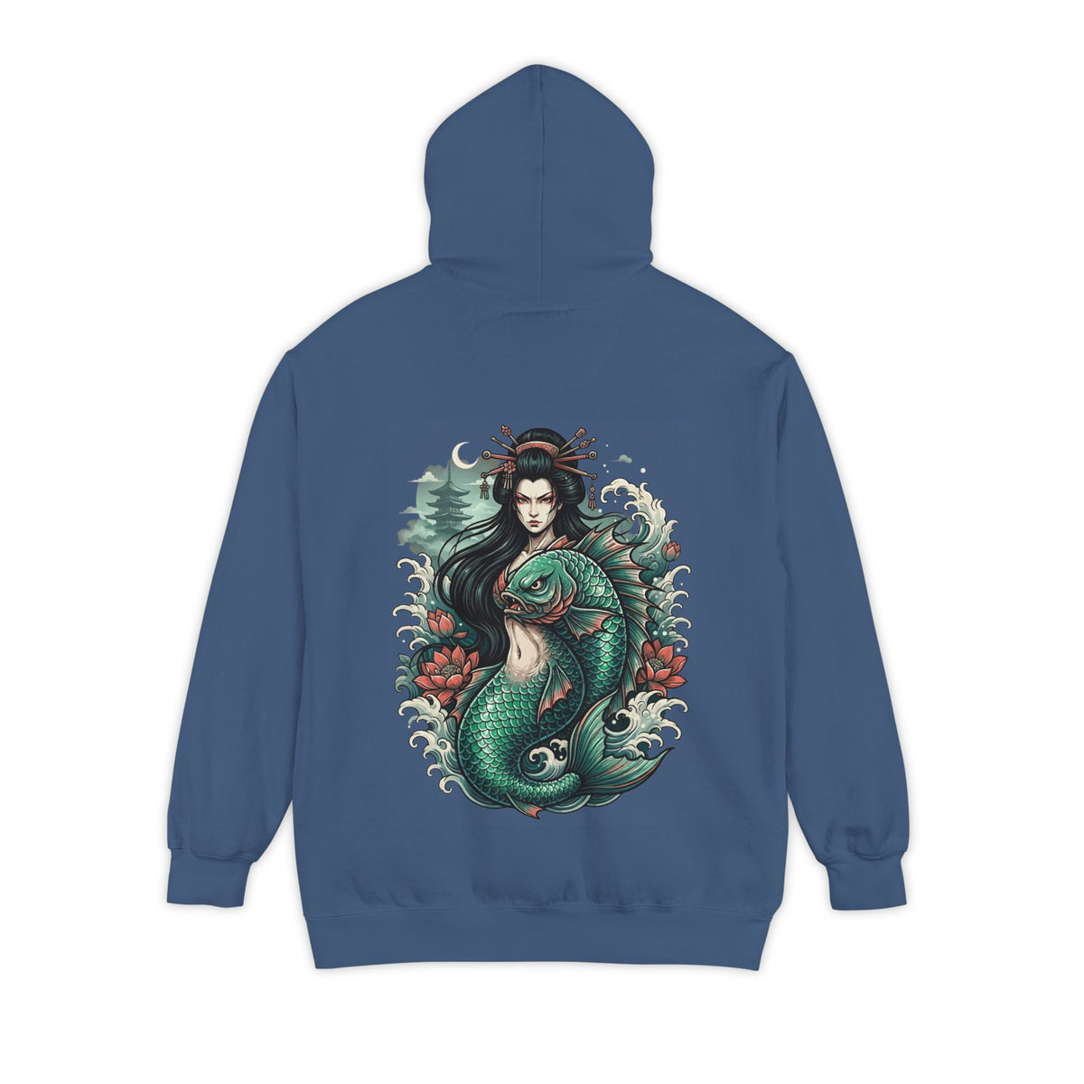 Color: True Navy | Ningyo (Japanese Folklore) Garment-Dyed Hoodie