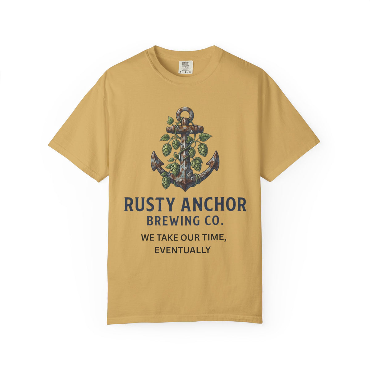 Color: Mustard | Rusty Anchor Brewing Unisex Garment-Dyed Tee