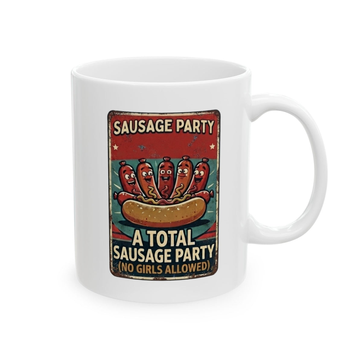 "Sausage Party" White Ceramic Mug
