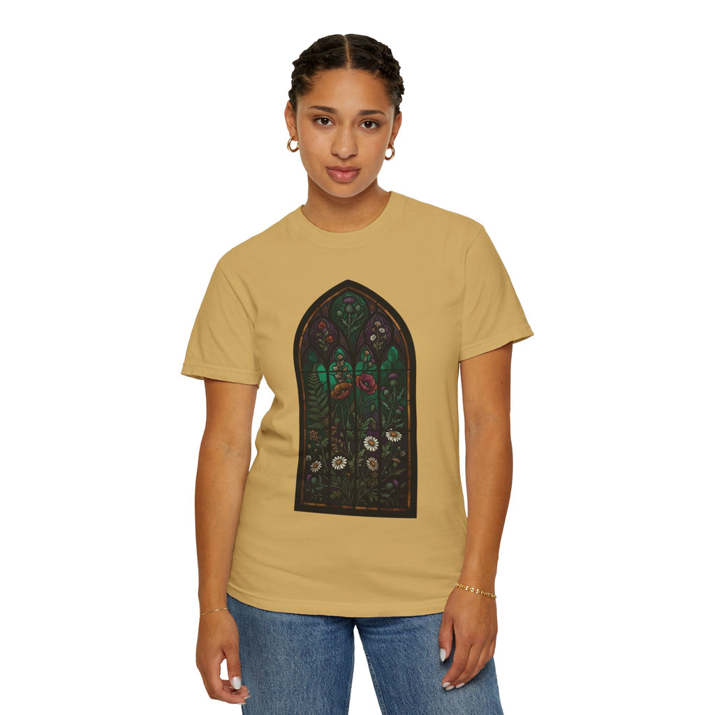 "Stained Glass Floral" Unisex Garment-Dyed Tee