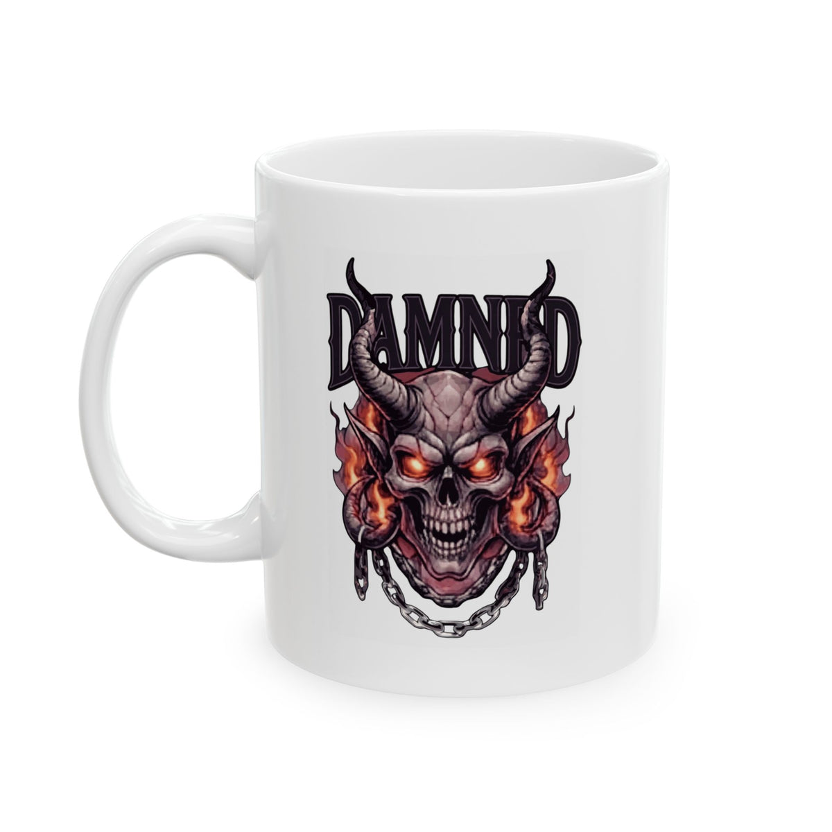 "Damned" White Ceramic Mug