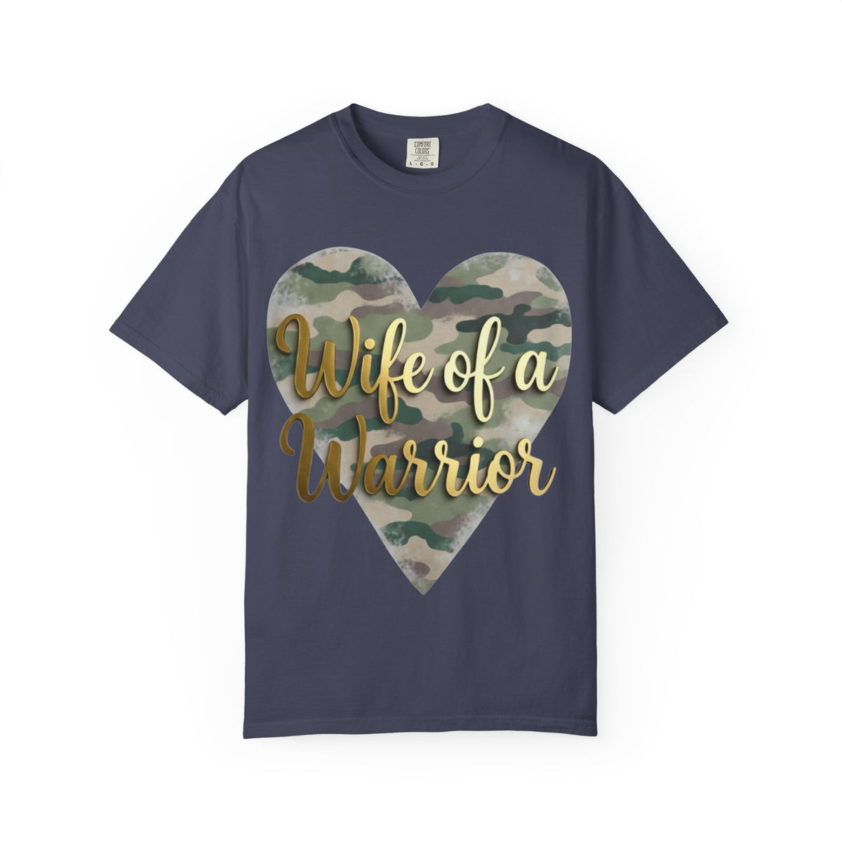 Color: Denim | Wife of a Warrior Unisex Garment-Dyed T-shirt