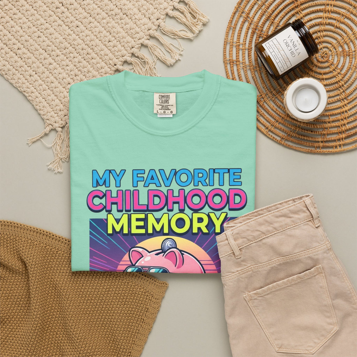 "Favortie Childhood Memories - Not Paying Bills" Unisex Garment-Dyed Tee