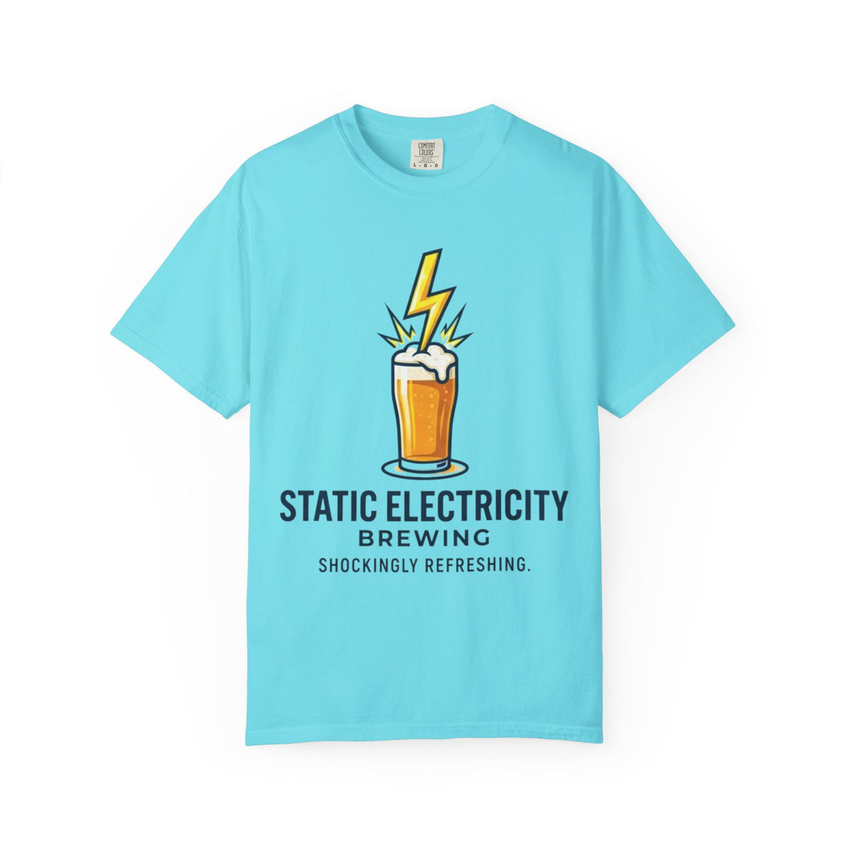 Color: Lagoon Blue | Static Electricity Brewing Unisex Garment-Dyed Tee