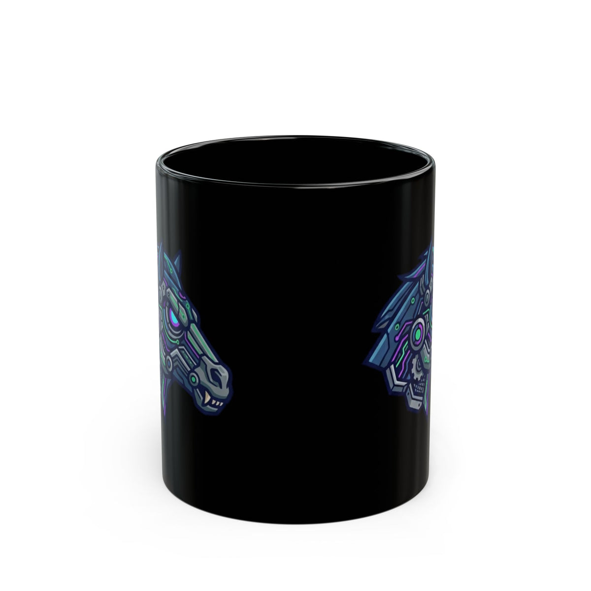 "Cyber Mustang" Black Ceramic Mug — Graphic