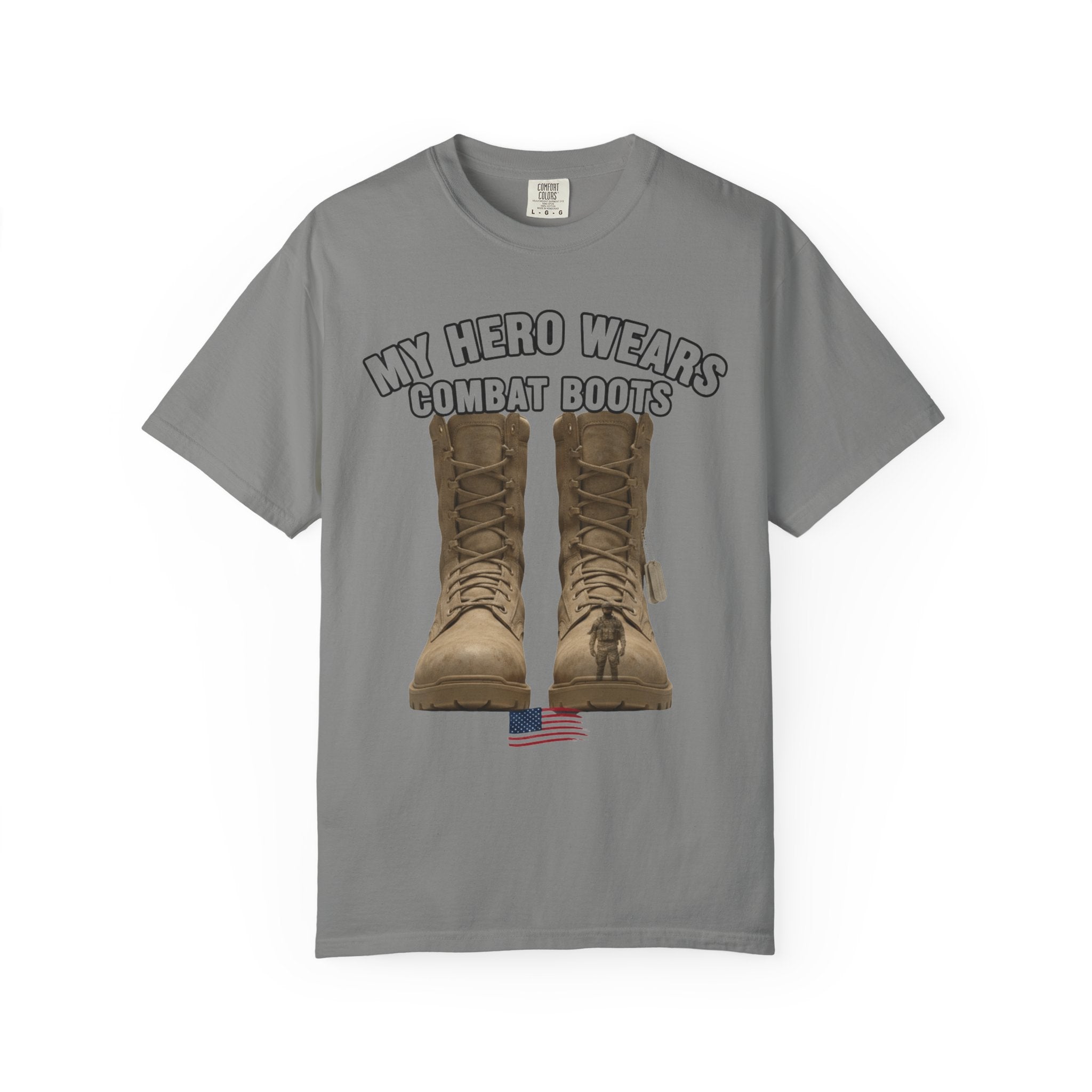 "My Hero Wears Combat Boots" Unisex Garment-Dyed T-shirt