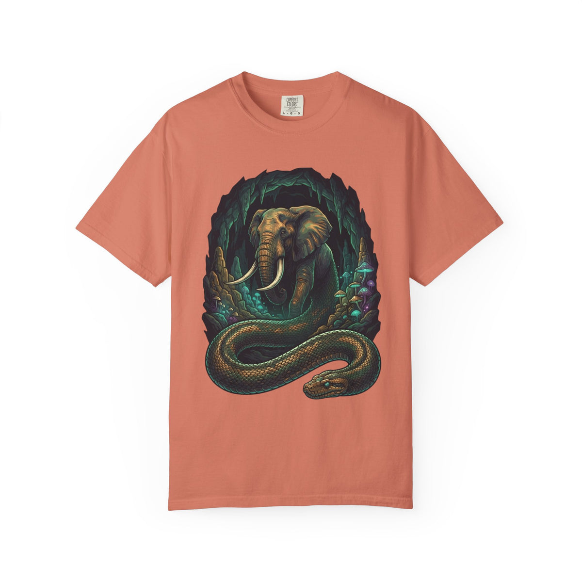 Color: Terracotta | Grootslang (South African Mythology) Unisex Garment-Dyed Tee