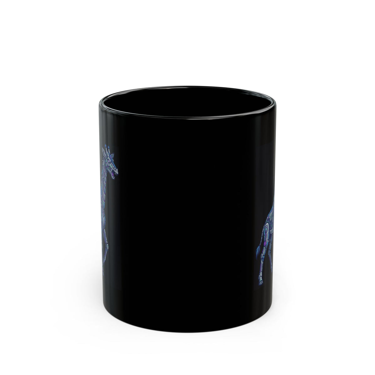 "Cyber Giraffe" Black Ceramic Mug