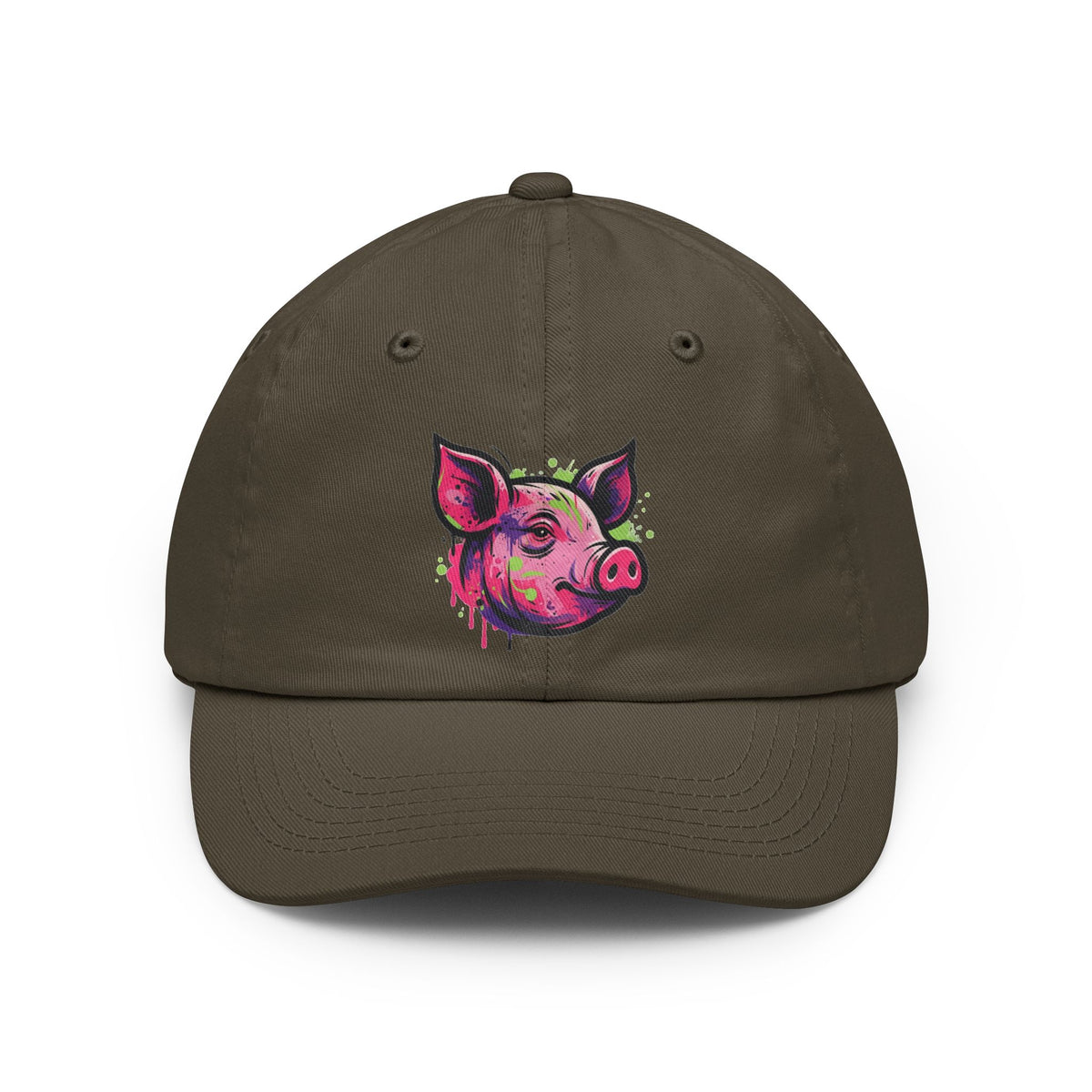Color: Olive | Barnyard Pig Dad Hat — Graphic