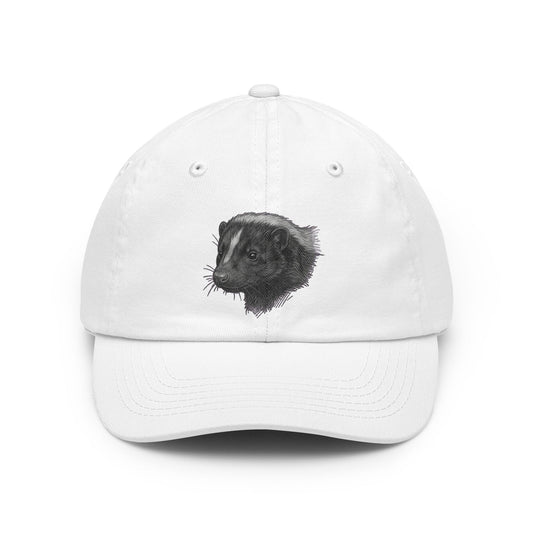 Color: White | Pencil Sketch Art Skunk Dad Hat — Graphic