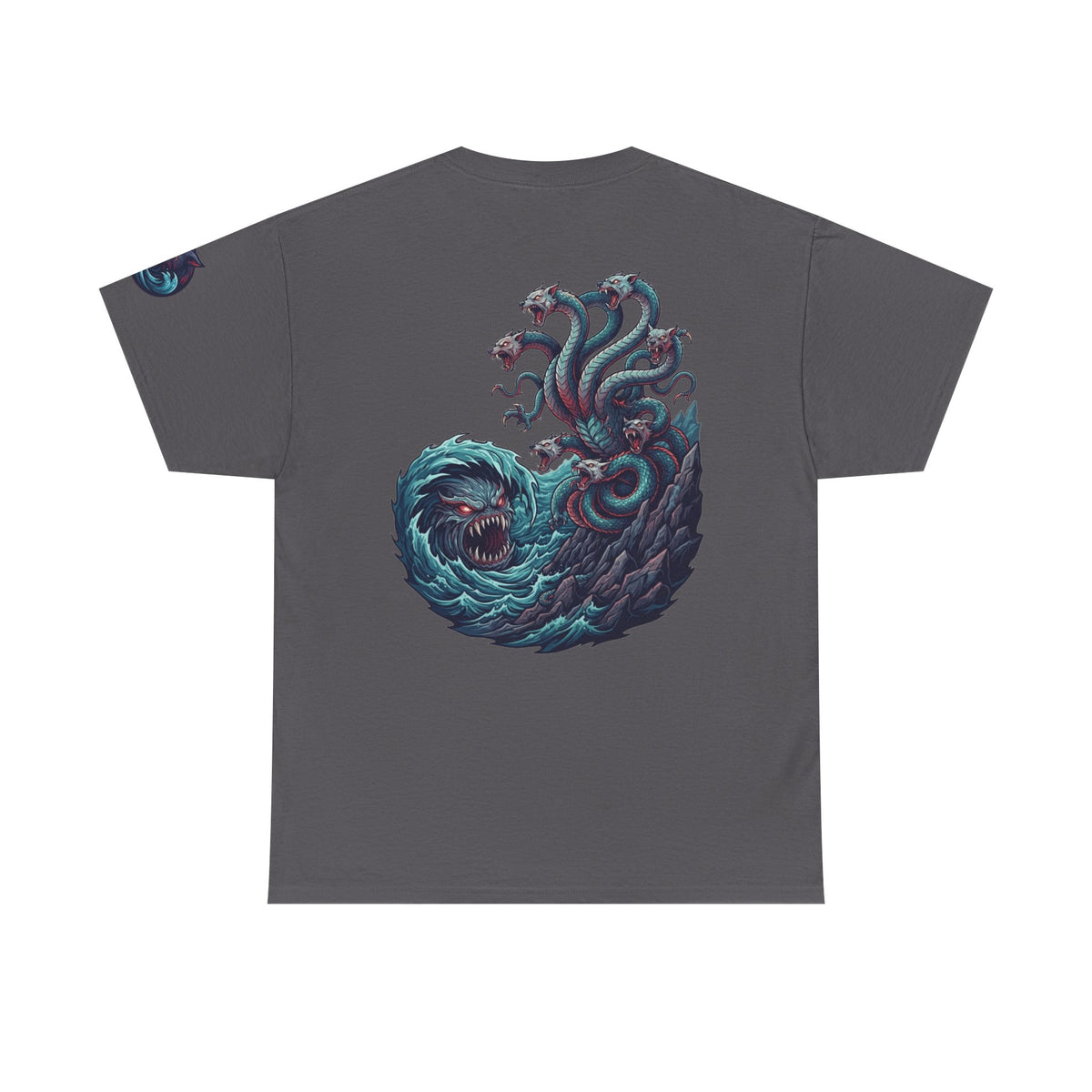 Color: Charcoal | Charybdis and Scylla (Greek Mythology) Premium Graphic Tee