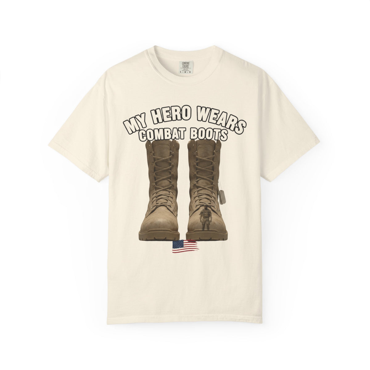 Color: Ivory | My Hero Wears Combat Boots Unisex Garment-Dyed T-shirt