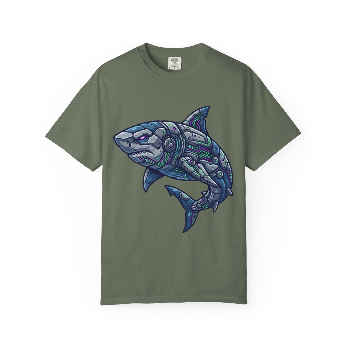 Color: Moss | Cyber Shark Unisex Garment-Dyed Tee