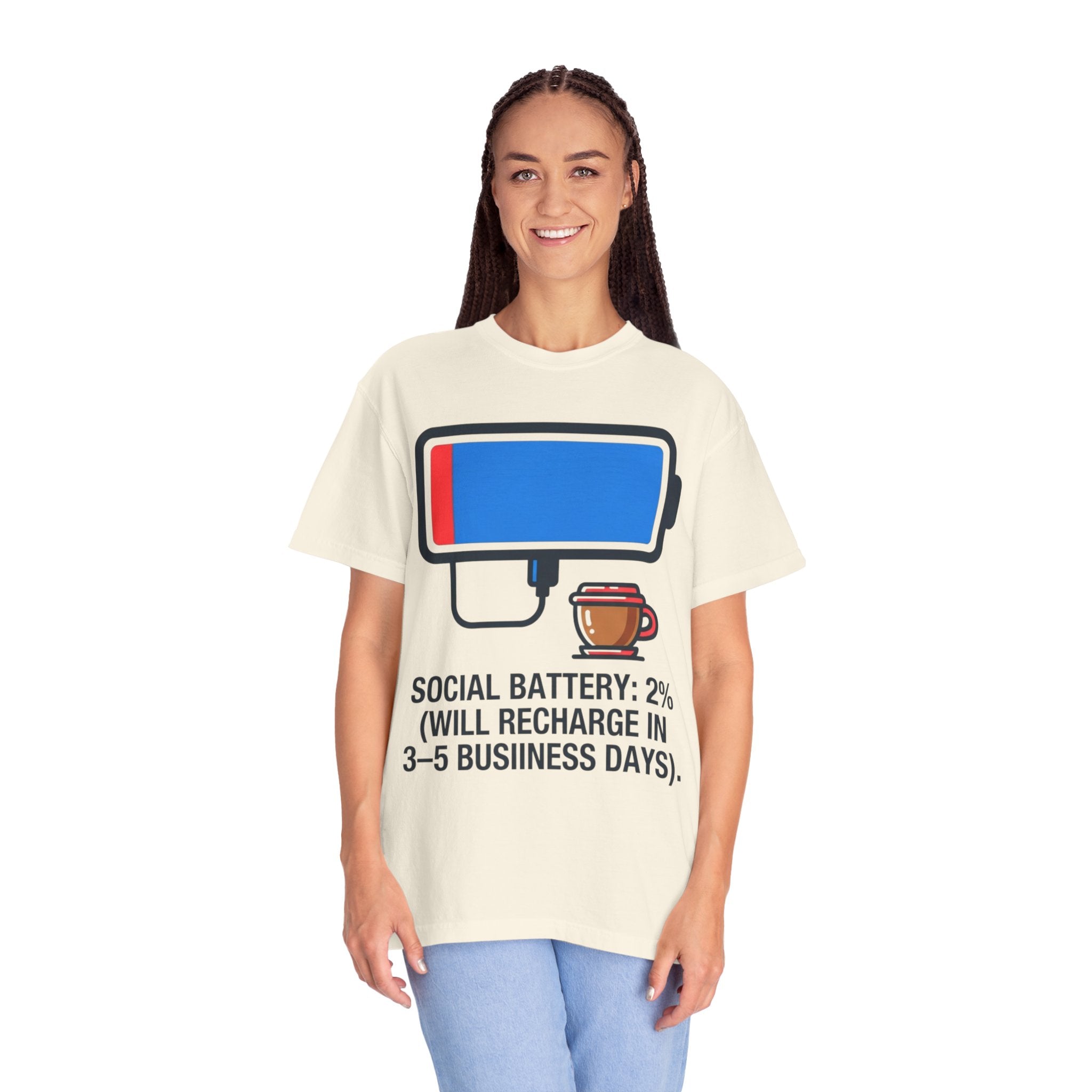 "Social Battery" Unisex Garment-Dyed Tee