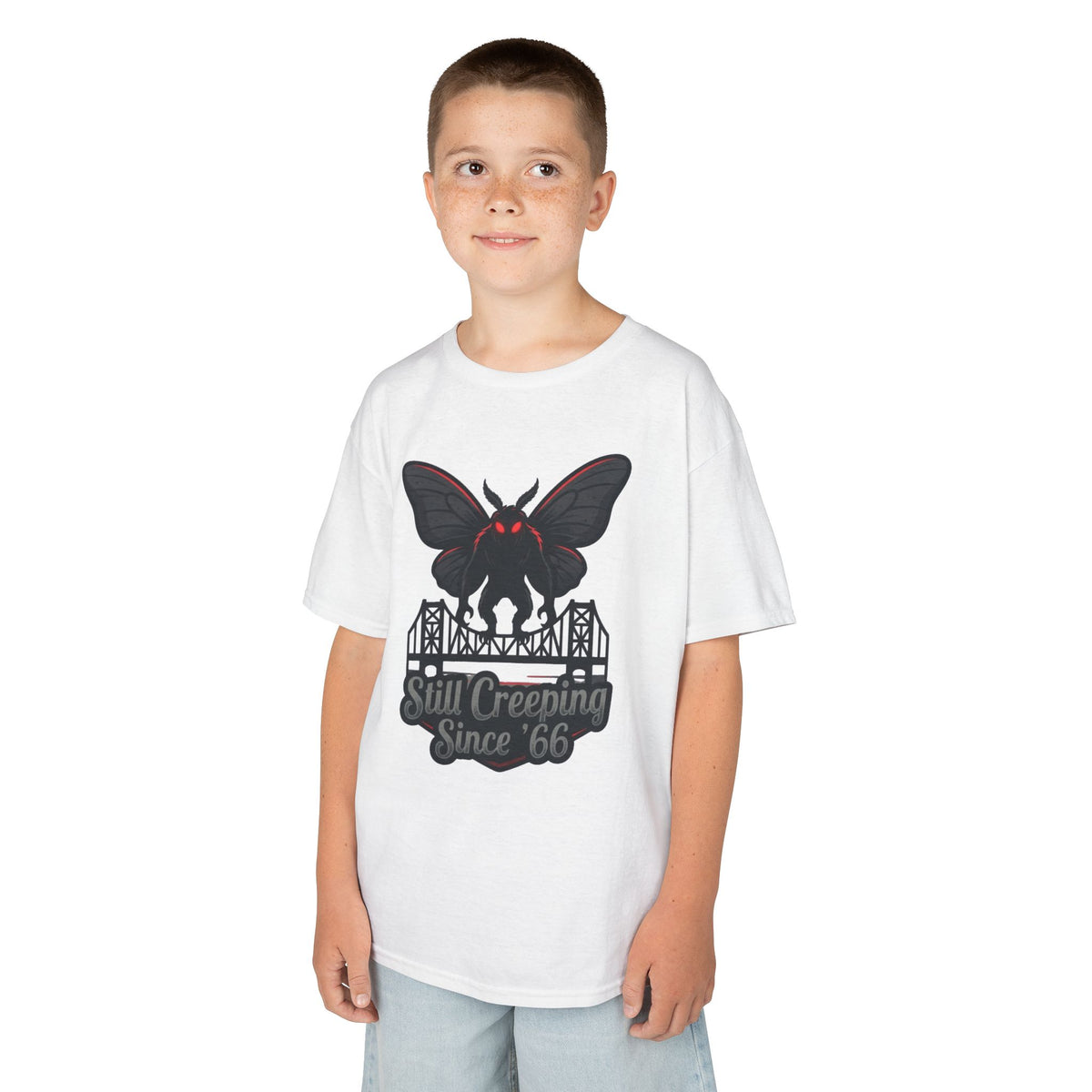 Color: White | Mothman (West Virginia, USA) Kids Tee