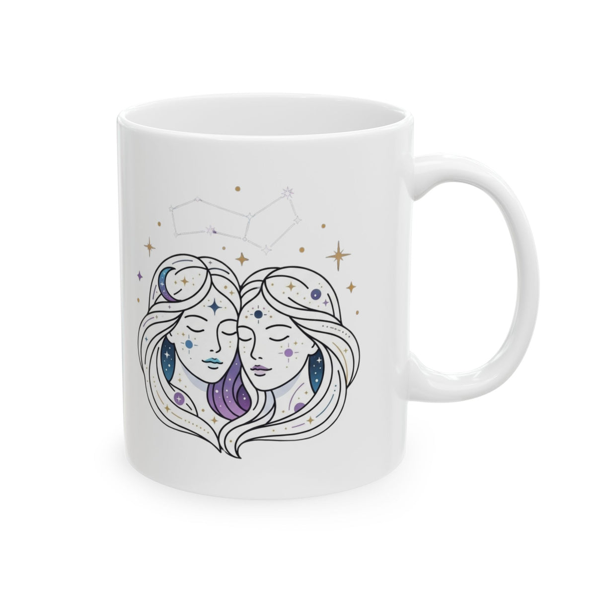 "Gemini The Celestial Twins" White Ceramic Mug — Graphic