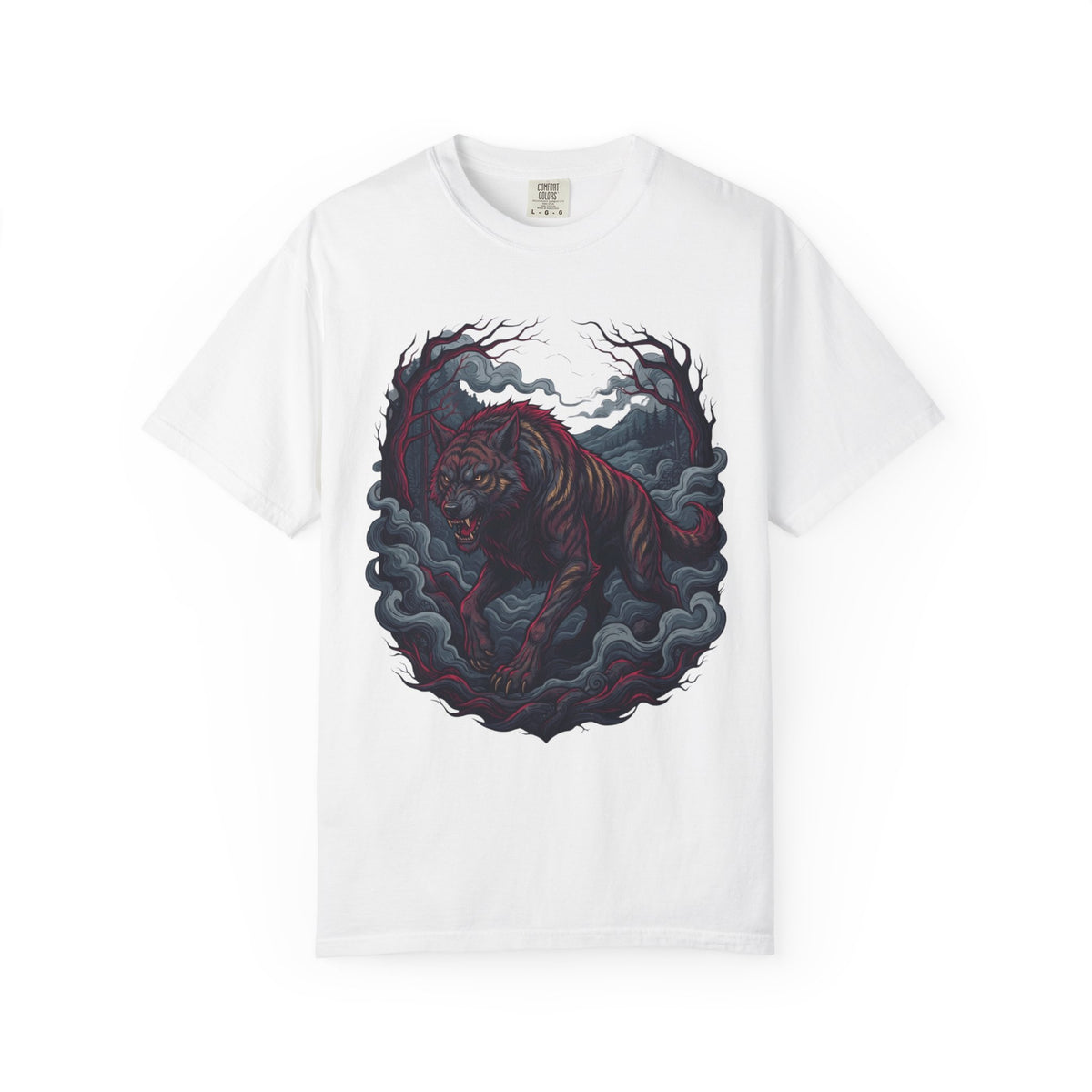 Color: White | The Beast of Gévaudan (France) Unisex Garment-Dyed Tee